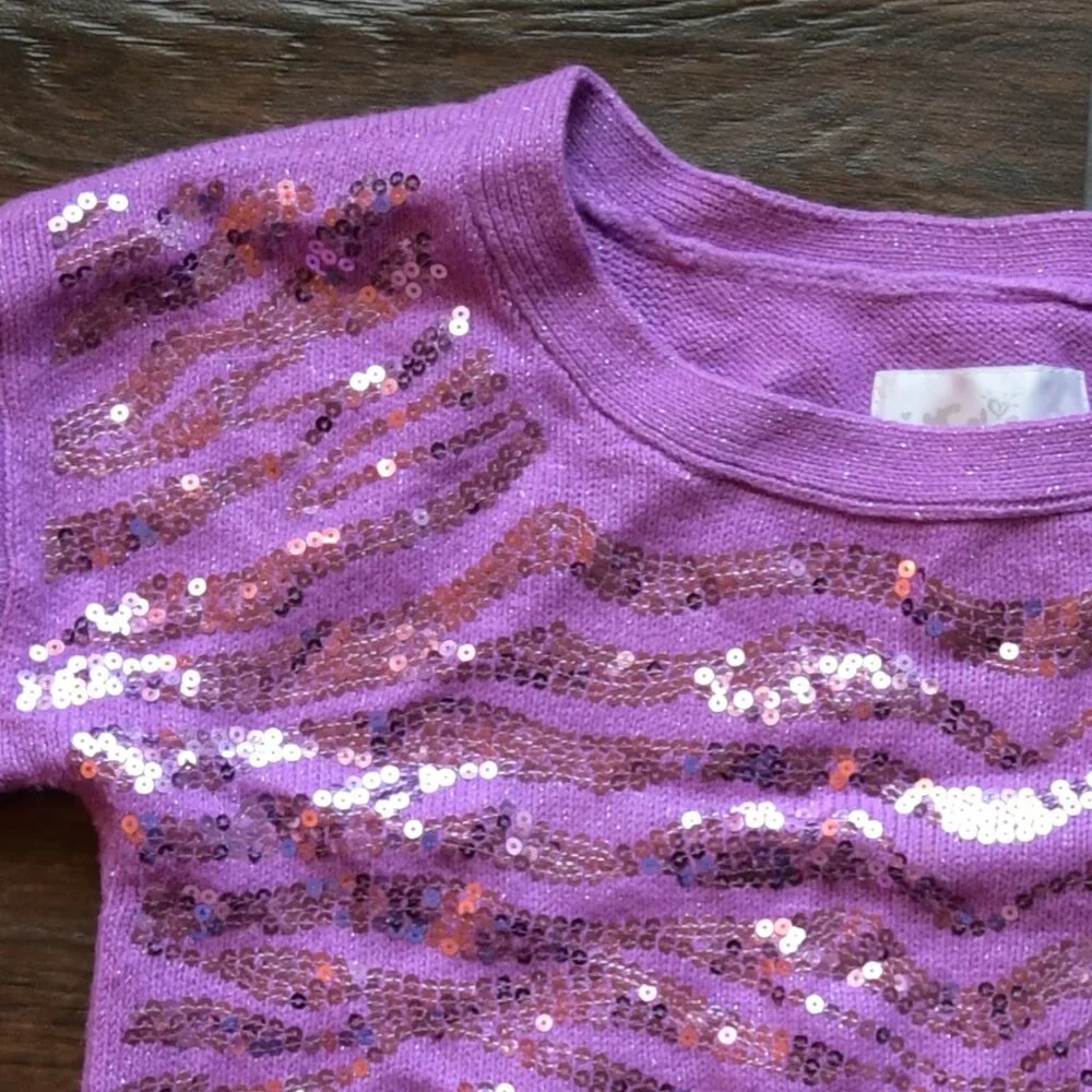 Justice Girl Purple Long Sleeve Sweater with Sequins Size 10